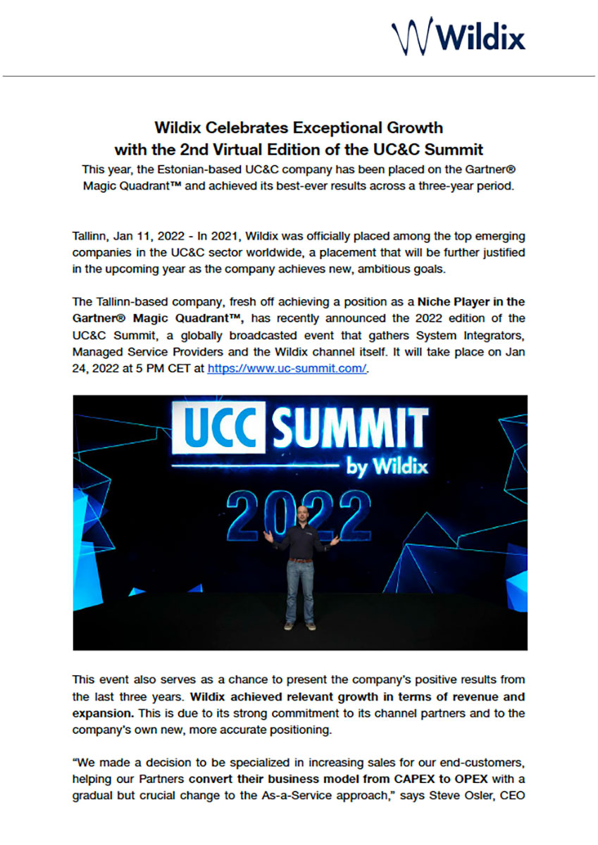 Pre UCC Summit 2022 Press Release